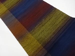 リサイクル　手織り紬縞に変わり横段模様織出し袋帯